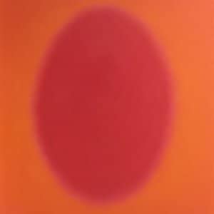 red-oval over orange color awareness painting